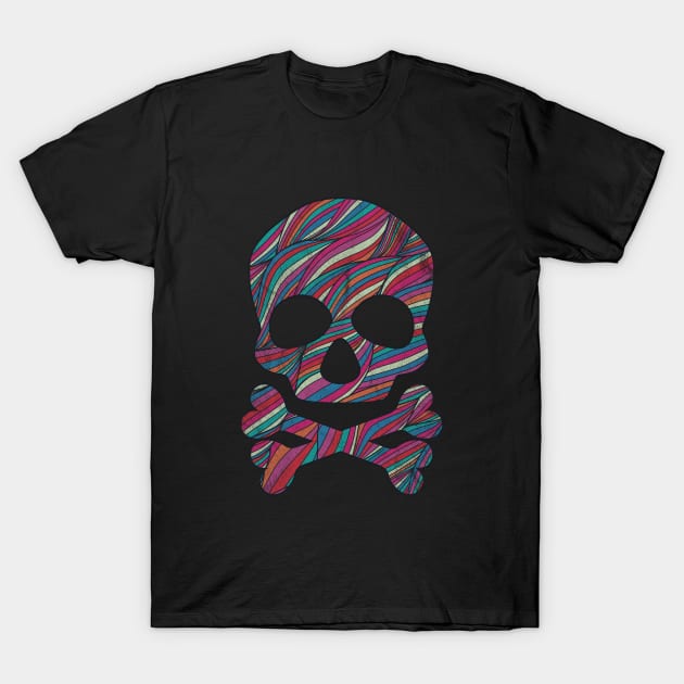 Skull and Bones Halloween Art Retro Pattern T-Shirt by astralprints